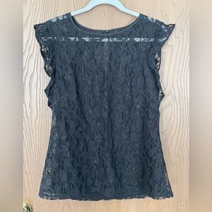 WHBM lace sleeveless top, size 14, black
